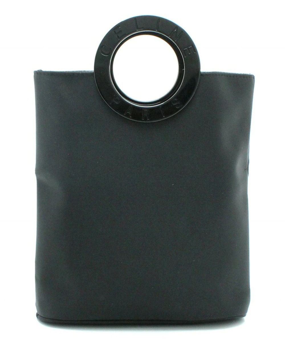 Celine black tote bag circular acrylic handle embossed Black